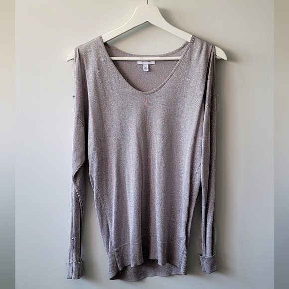 Calvin Klein Gray Silver Long Sleeve Blouse - Size XS - Picture 1 of 8